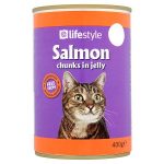 lifestyle cat food salmon chunks in jelly 55p 400g